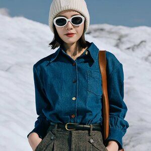 Petite Studio Vincent Blouse - Denim Blue